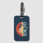 Tokyo Japan City Skyline Retro Art Gepäckanhänger (Vorderseite Vertikal)