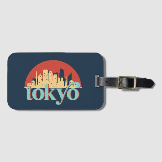 Tokyo Japan City Skyline Retro Art Gepäckanhänger (Vorderseite (Horizontal))