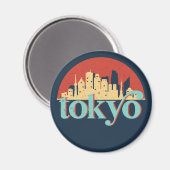 Tokyo Japan City Skyline Retro Art Magnet (Vorderseite/Rückseite)