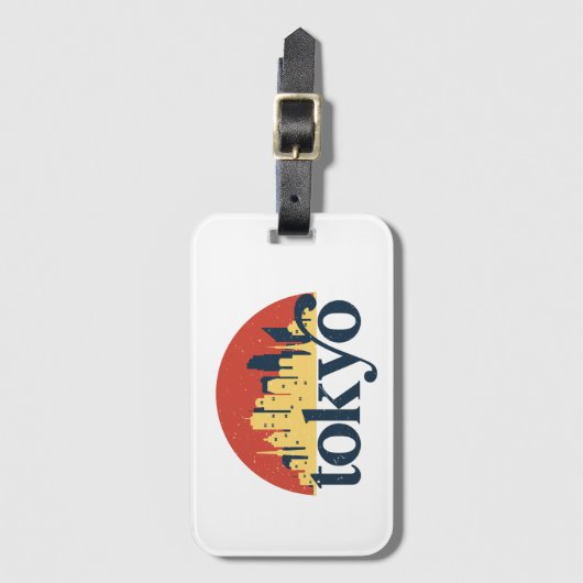 Tokyo Japan City Skyline Retro City Art Gepäckanhänger (Vorderseite Vertikal)