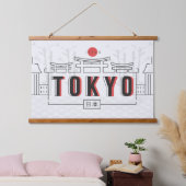 Tokyo Japan Hangband Wandteppich Mit Holzrahmen (Schlafzimmer)