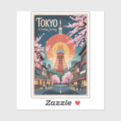Tokyo Japan Illustration Travel Art Vintage Aufkleber (Blatt)