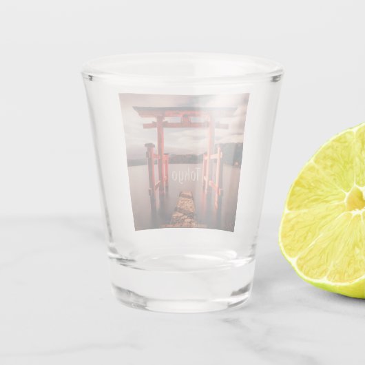 Tokyo Japan Lake Mountains Schnapsglas (Rückseite)