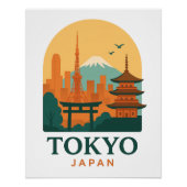 Tokyo Japan Minimalist Travel Poster – Glossy  (Vorderseite)