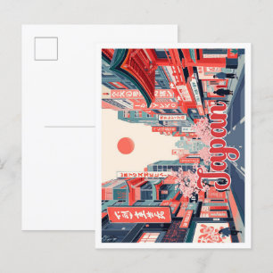Tokyo Japan Pop Kunstreise Illustration Postkarte
