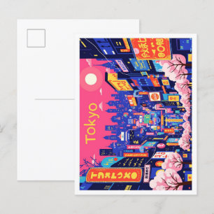 Tokyo Japan Pop Kunstreise Illustration Postkarte