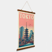Tokyo Japan Reise RETRO Großartiges Kartengeschenk Wandteppich Mit Holzrahmen (Gewinkelt)