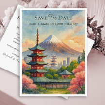 Tokyo Japan Save the Date Wedding Card Custom