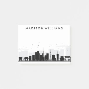 Tokyo, Japan   schwarze u. weiße Stadt-Skyline Post-it Klebezettel