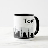 Tokyo, Japan | schwarze u. weiße Stadt-Skyline Tasse (VorderseiteRechts)
