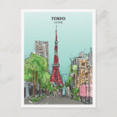 Tokyo Japan Sketch Art Vintage Reise Postkarte (Vorderseite)