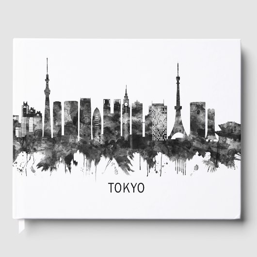 Tokyo Japan Skyline BW Gästebuch (Vorderseite)