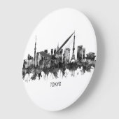 Tokyo Japan Skyline BW Große Wanduhr (Winkel)