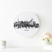 Tokyo Japan Skyline BW Große Wanduhr (Zuhause)