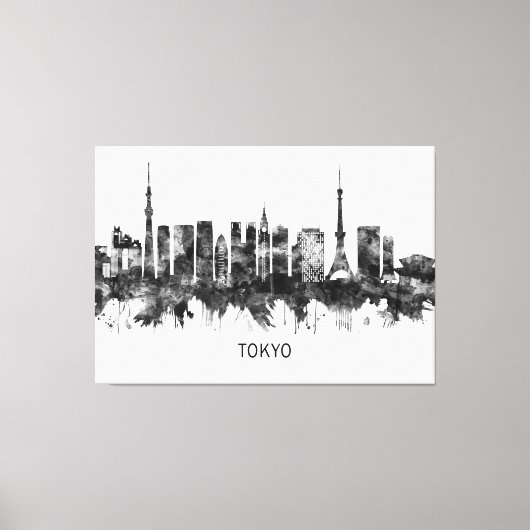 Tokyo Japan Skyline BW Leinwanddruck (Vorderseite)