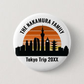 Tokyo Japan Sunset Personalisierte Ferien Button (Vorderseite)