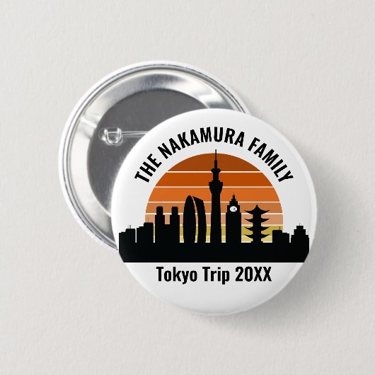 Tokyo Japan Sunset Personalisierte Ferien Button (Vorne & Hinten)