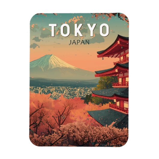Tokyo Japan Travel Art Vintage Magnet (Vertikal)
