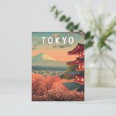 Tokyo Japan Travel Art Vintage Postkarte (Stehend Vorderseite)