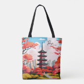 Tokyo Japan Vintag Art Travel Illustration Tasche (Rückseite)