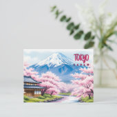 Tokyo Japan Vintage Travel Art Postkarte (Stehend Vorderseite)