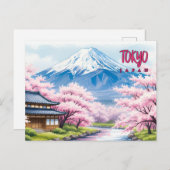 Tokyo Japan Vintage Travel Art Postkarte (Vorne/Hinten)