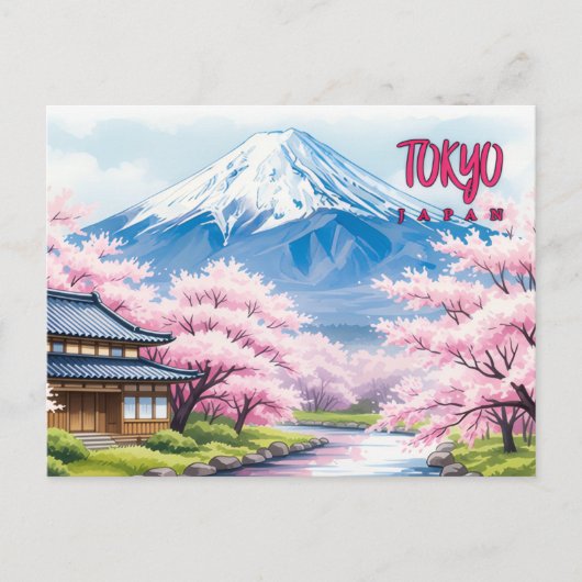 Tokyo Japan Vintage Travel Art Postkarte (Vorderseite)