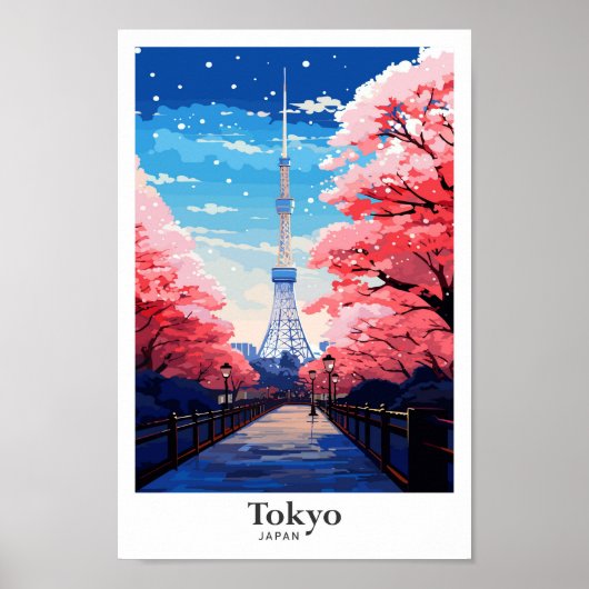 Tokyo Japan Vintage Travel Illustration Poster (Vorne)
