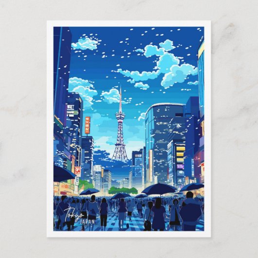 Tokyo Japan Vintage Travel Illustration Postkarte (Vorderseite)