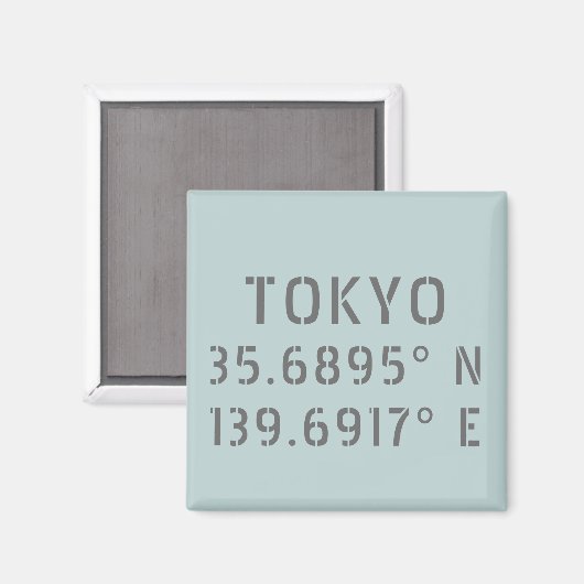 Tokyo Latitude & Longitude Magnet (Vorderseite/Rückseite)