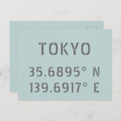 Tokyo Latitude & Longitude Postkarte (Vorne/Hinten)