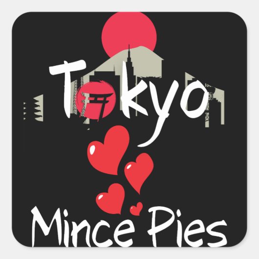 Tokyo Lieben Mince Pies Cityscape Quadratischer Aufkleber (Vorderseite)