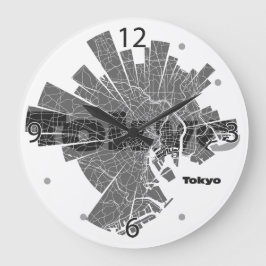 Tokyo Map Clock Große Wanduhr