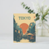 Tokyo Market vintage Postkarte (Stehend Vorderseite)