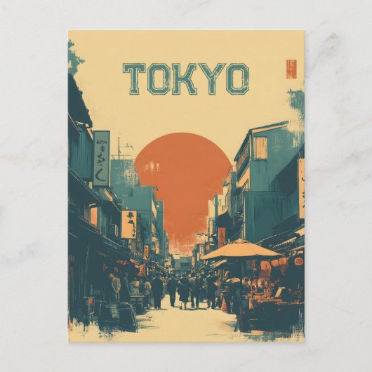 Tokyo Market vintage Postkarte (Vorderseite)