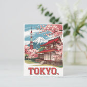 Tokyo Mount Fuji Vintag Postkarte (Stehend Vorderseite)