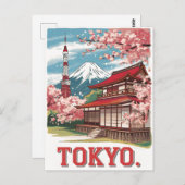 Tokyo Mount Fuji Vintag Postkarte (Vorne/Hinten)
