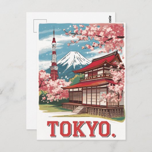 Tokyo Mount Fuji Vintag Postkarte (Vorne/Hinten)