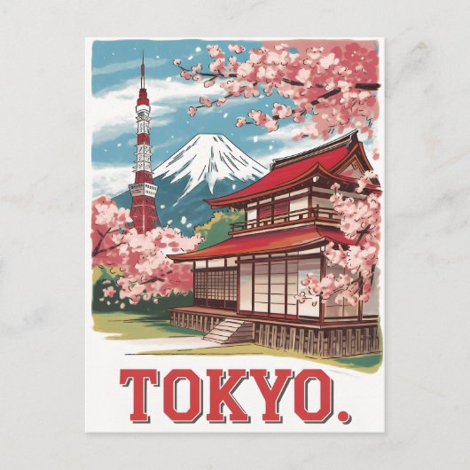 Tokyo Mount Fuji Vintag Postkarte (Vorderseite)