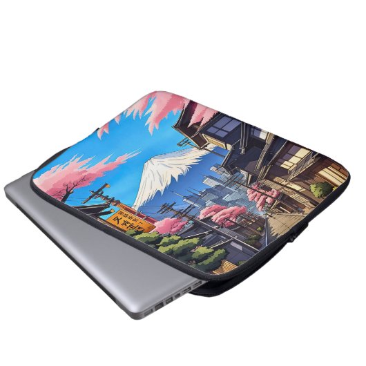 Tokyo Mt Fuji Stretched Canvas Print Laptopschutzhülle (Vorne Knopf)