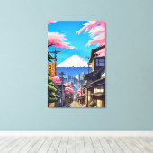 Tokyo Mt Fuji Stretched Canvas Print Leinwanddruck (Insitu (Holzboden))
