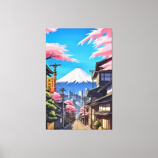 Tokyo Mt Fuji Stretched Canvas Print Leinwanddruck (Vorderseite)