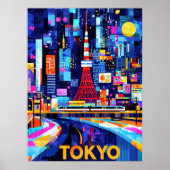Tokyo Neon Glow - Farbiges geometrisches Stadtbild Poster (Vorne)