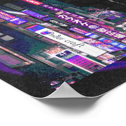 Tokyo Neon Night Skyline Poster - Vibranly Urban C (Ecke)