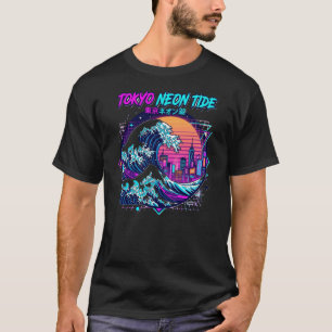 Tokyo Neon-Tide-Shirt Retro-Synthwave-Welle Grafik T-Shirt