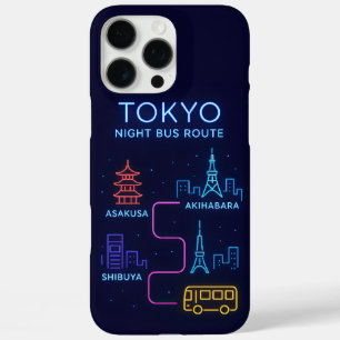 Tokyo Night Bus Route Neon Design – Japan Reise iPhone 16 Pro Max Hülle