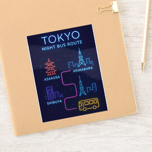 Tokyo Night Bus Route Neon – Japan Reise Aufkleber