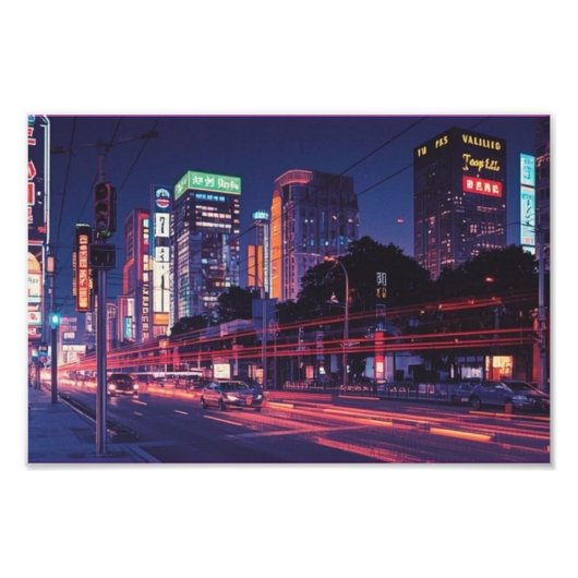 Tokyo Night Neon Retro Vaporwave Poster (Vorne)