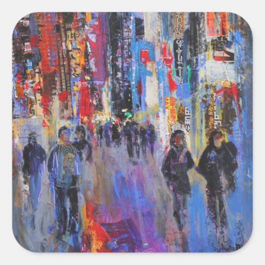 Tokyo Night Quadratischer Aufkleber (Vorderseite)
