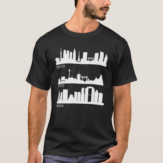 Tokyo Osaka Kyōto Japan Cities Skyline T-Shirt (Vorderseite)